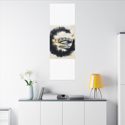 Winter Wooden Bridge Enso Canvas Art | Serene Decor