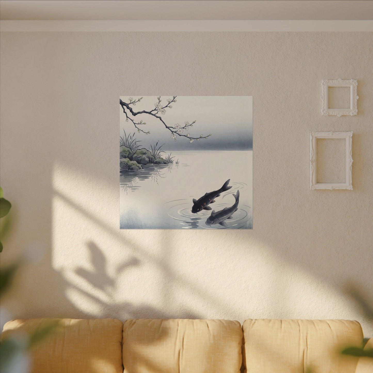Ma Koi Pond Canvas Art - Zen Ukiyo E Inspired