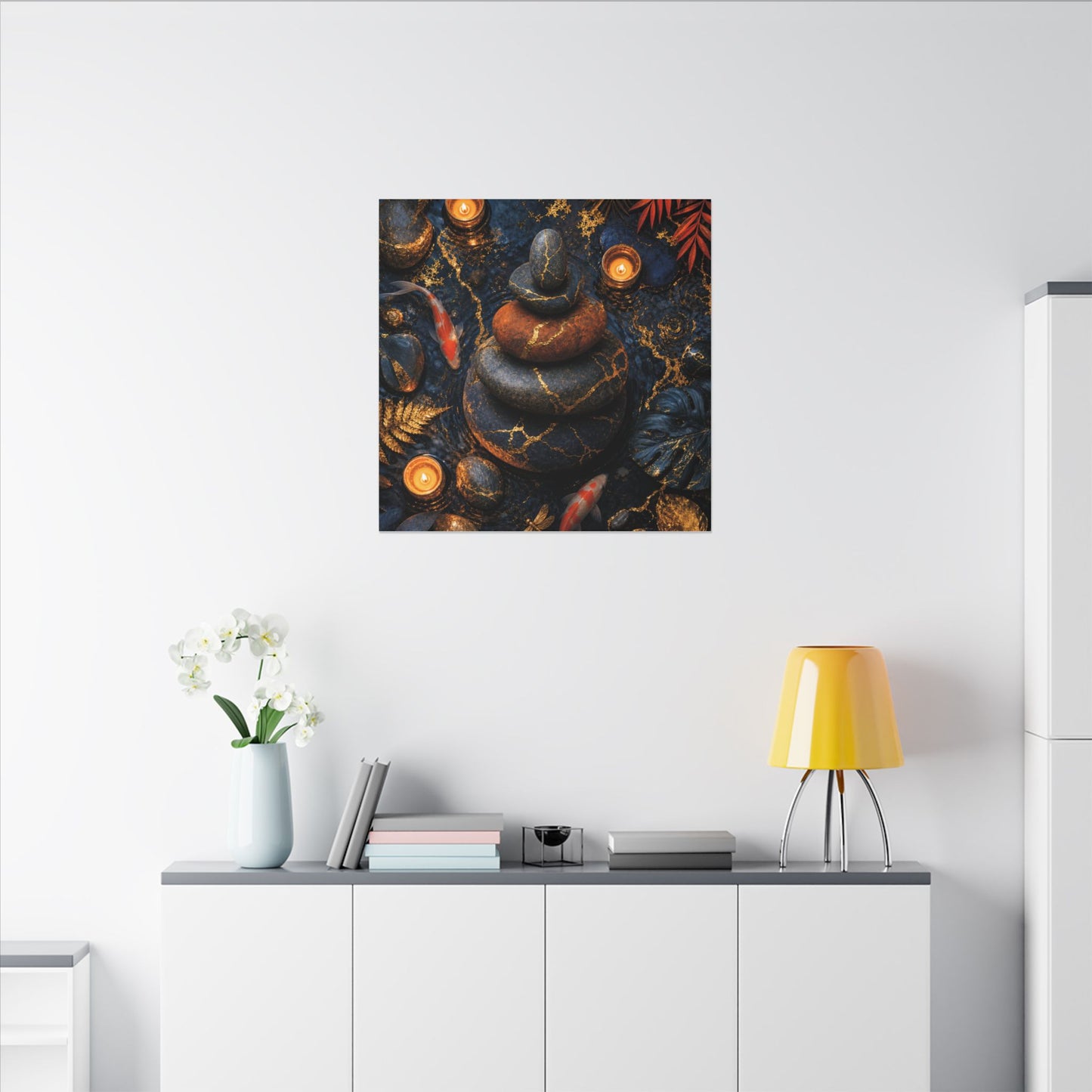 Summer River Stones Gold Vein Canvas Art | Resilient Decor