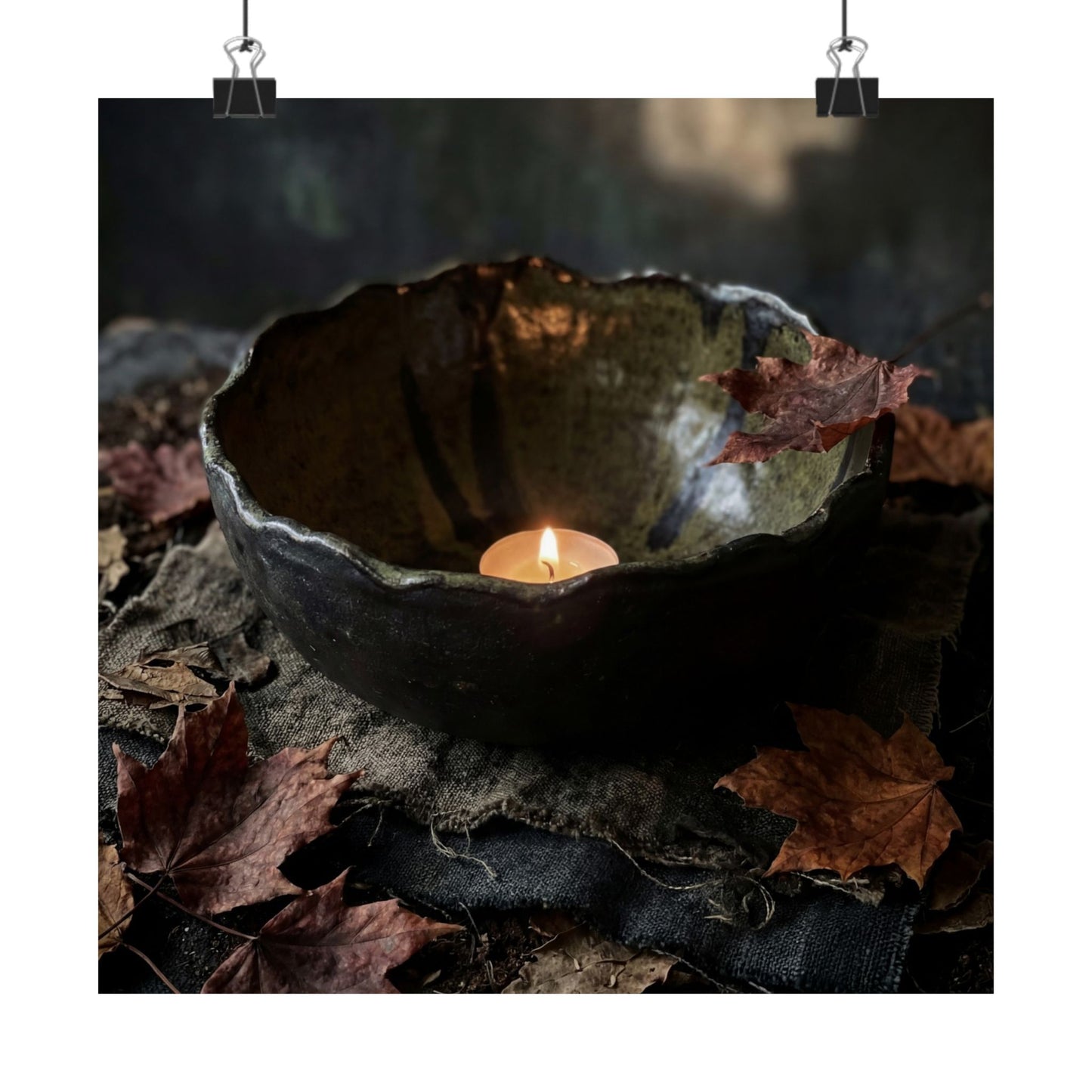 Autumn Ceramic Bowl Dark Texture Wall Art Print | Bold Decor Art Print