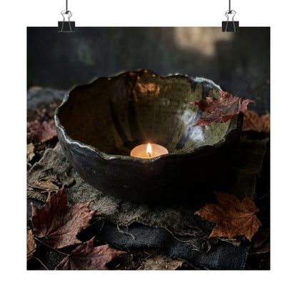 Autumn Ceramic Bowl Dark Texture Wall Art Print | Bold Decor Art Print