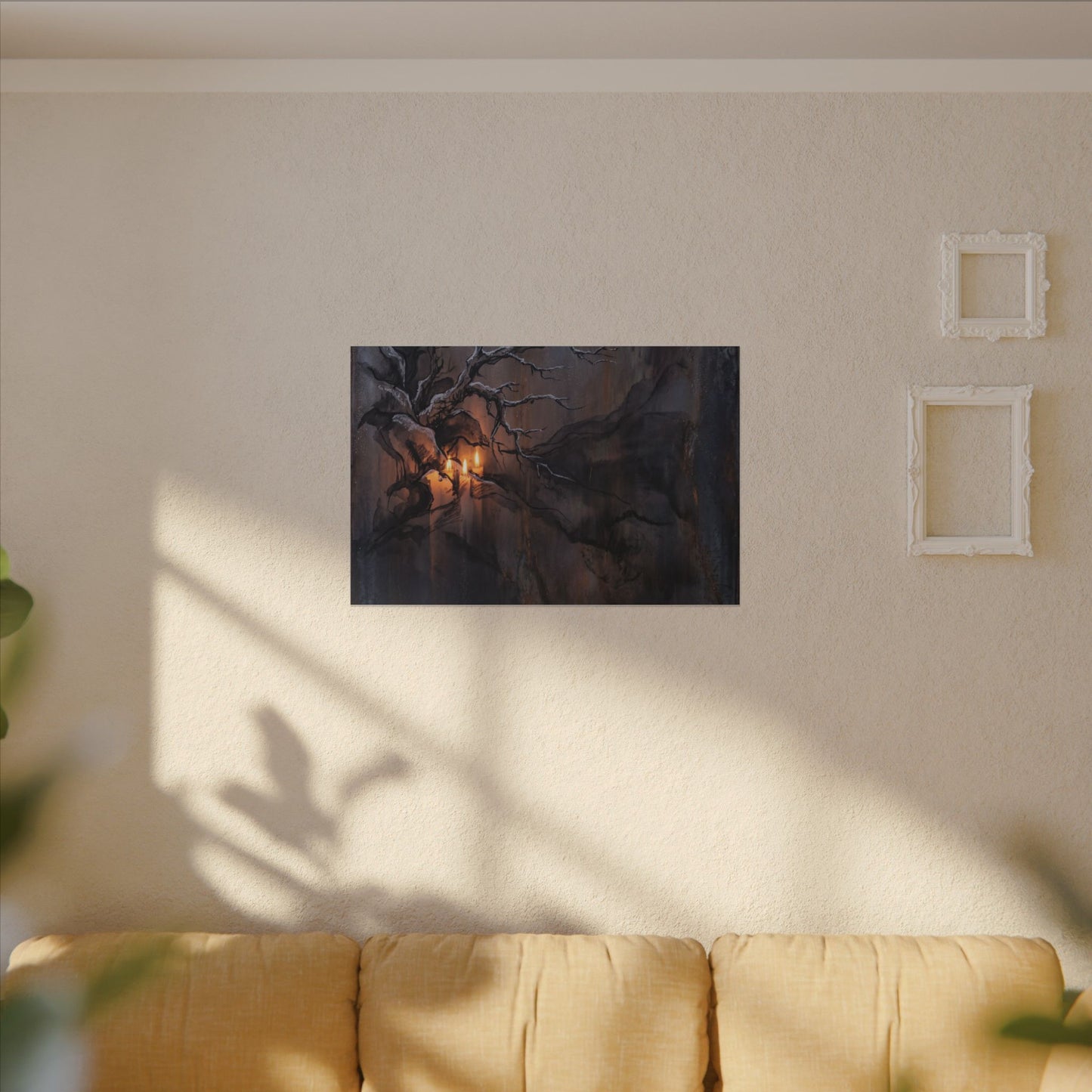 Winter Rust Patina Charcoal Ink Canvas Art | Atmospheric Decor