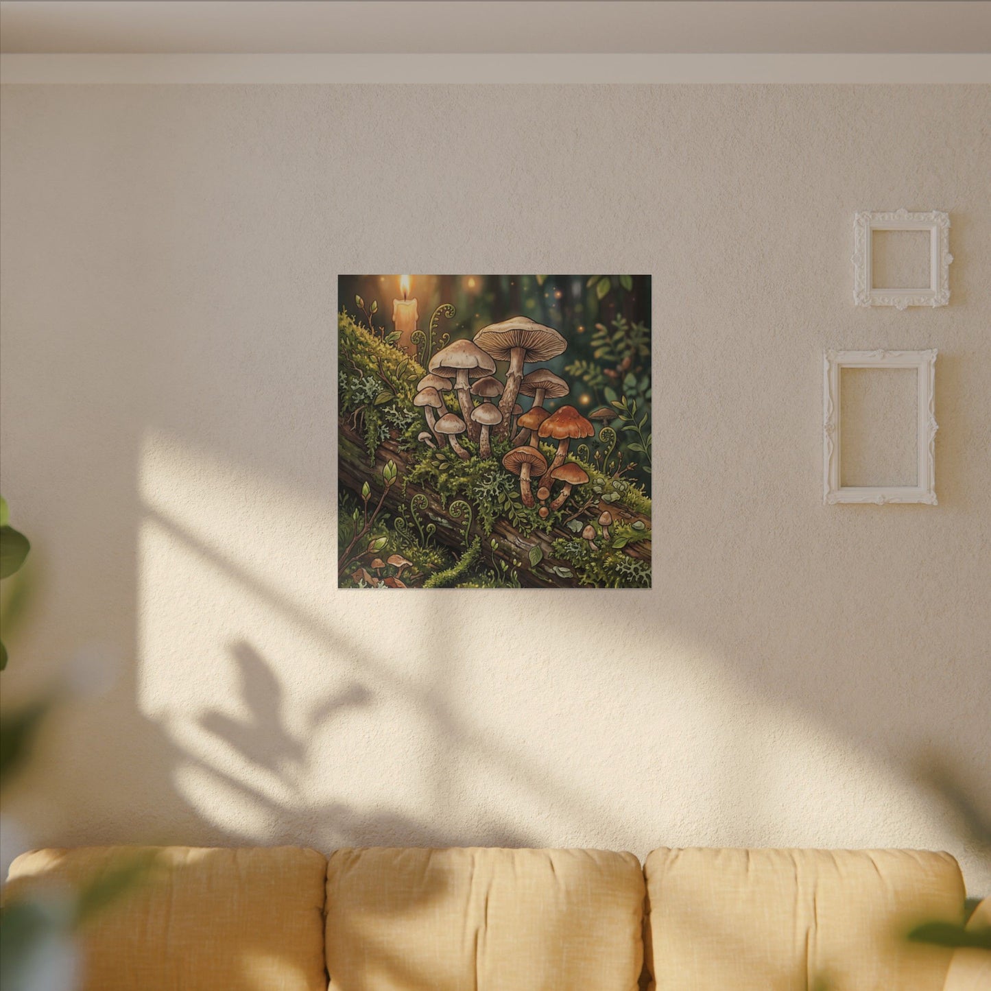 Spring Wild Mushrooms Herbarium Canvas Art | Rustic Decor