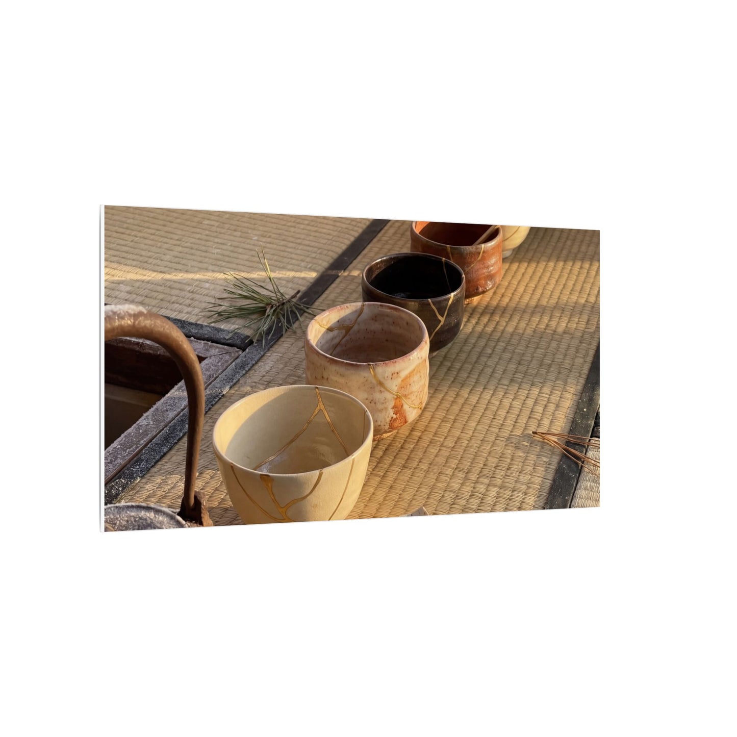 Kintsugi Tea Ceremony in Golden Hour | Gold Repair Canvas Art