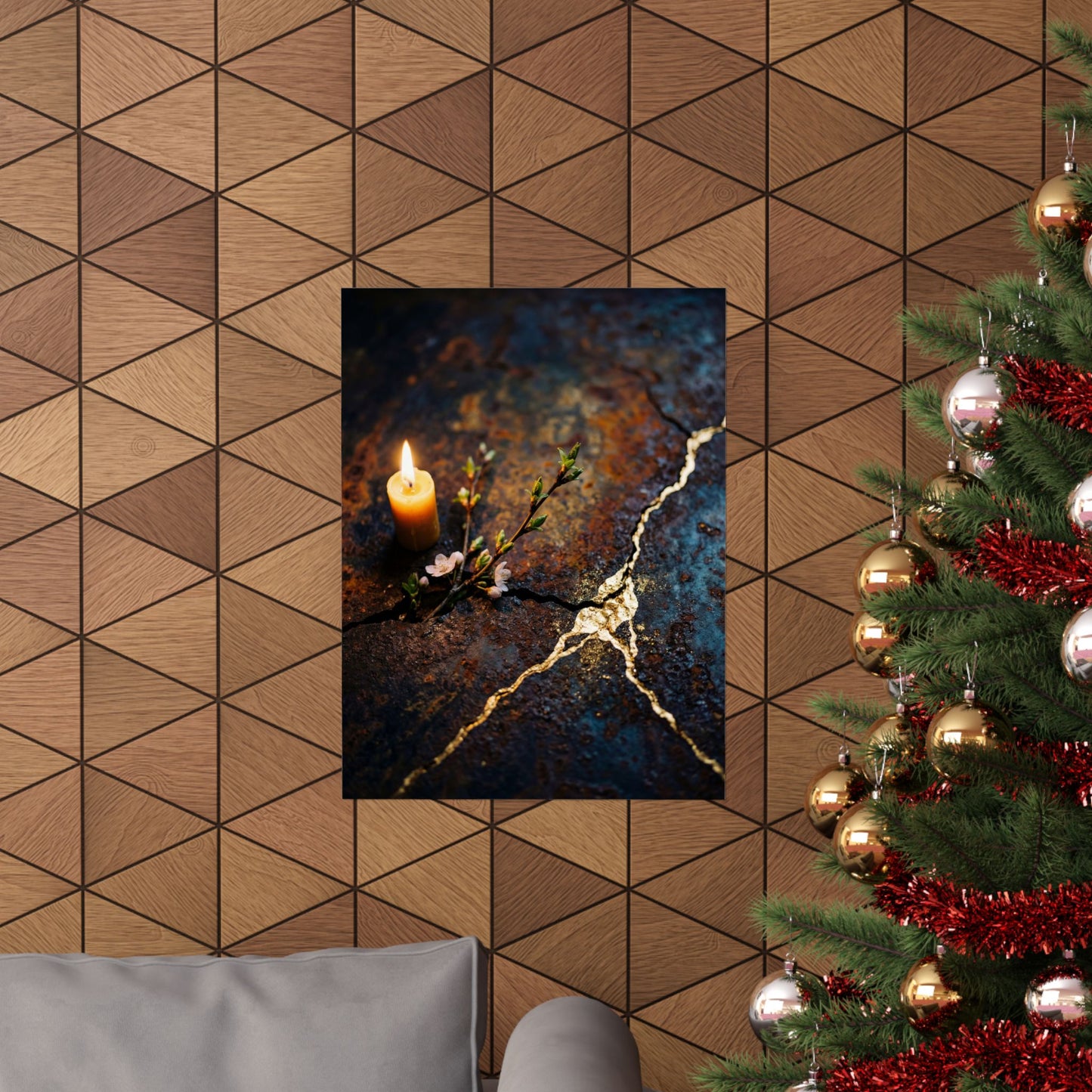 Beautiful Rust Patina Wall Art Print - Gold Repair Kintsugi