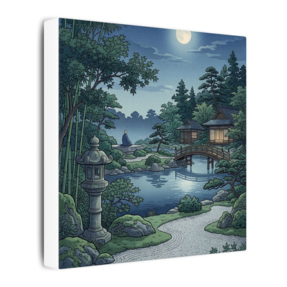 Summer Moonlit Garden Ukiyo E Inspired Canvas Art | Serene Decor