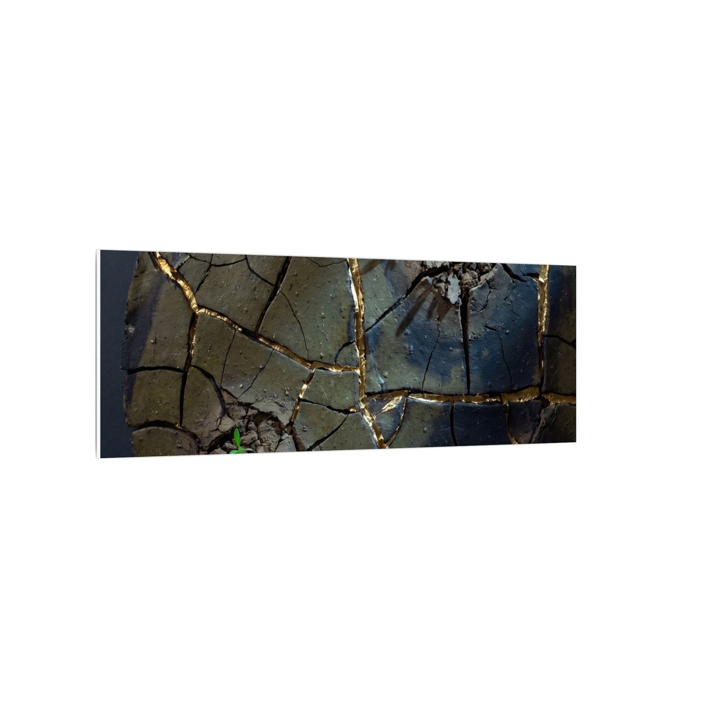 Dark Japandi Cracked Earth in Moonlight | Moody Minimal Canvas Art