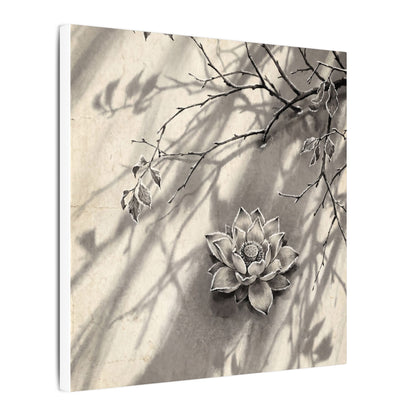 Winter Lotus Flower Sumi E Canvas Art | Contemplative Decor