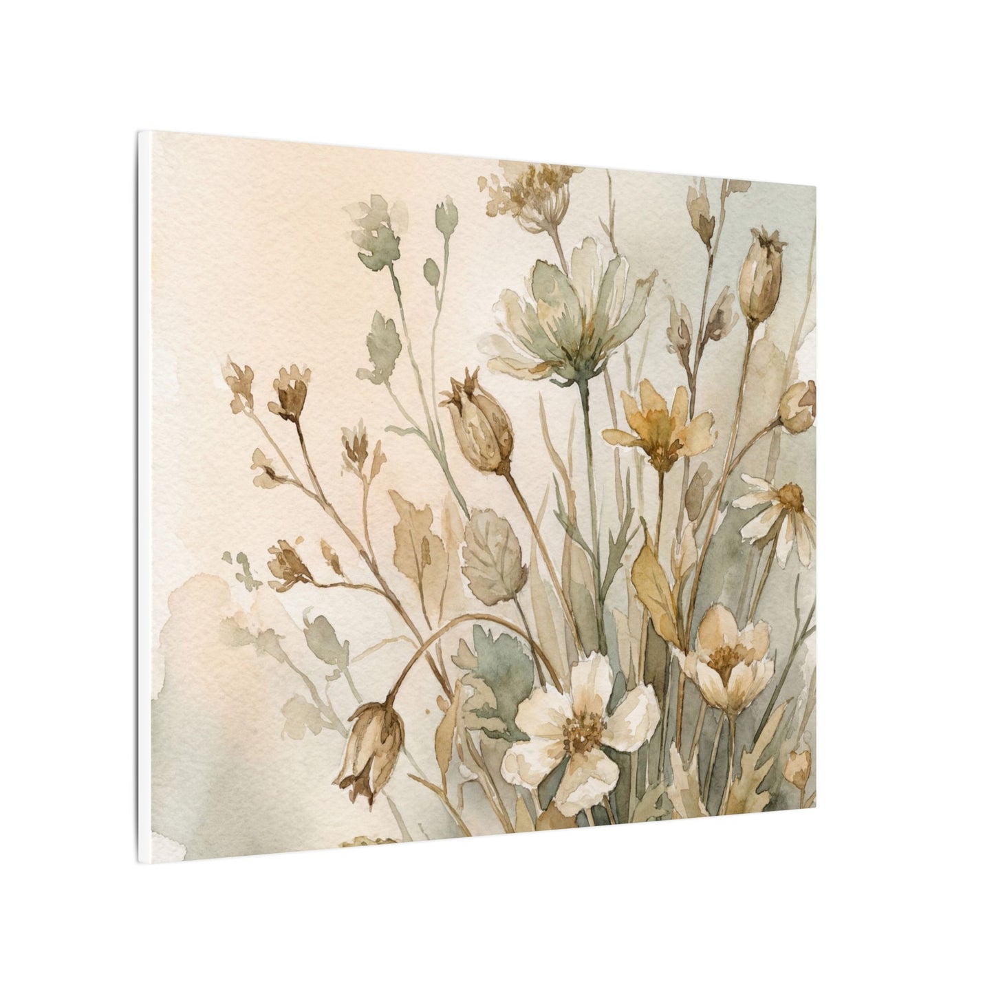 Summer Dried Flowers Watercolor Canvas Art | Elegant Decor