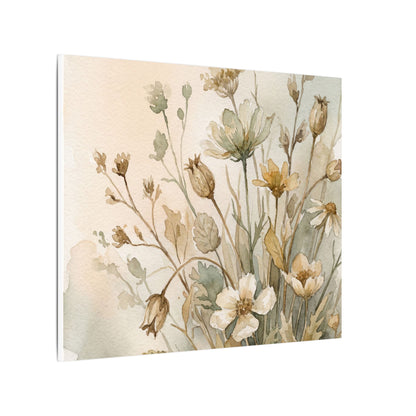 Summer Dried Flowers Watercolor Canvas Art | Elegant Decor
