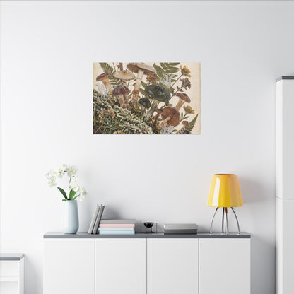 Winter Wild Mushrooms Herbarium Canvas Art | Enchanting Decor