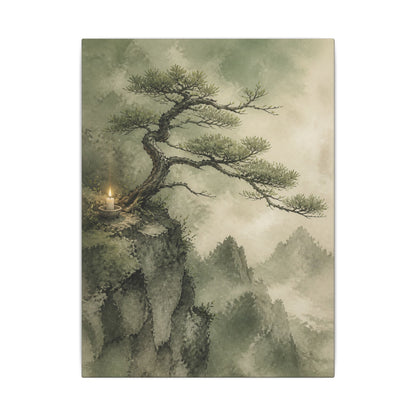 Candlelight Pine Tree Canvas Art - Japandi Kanso