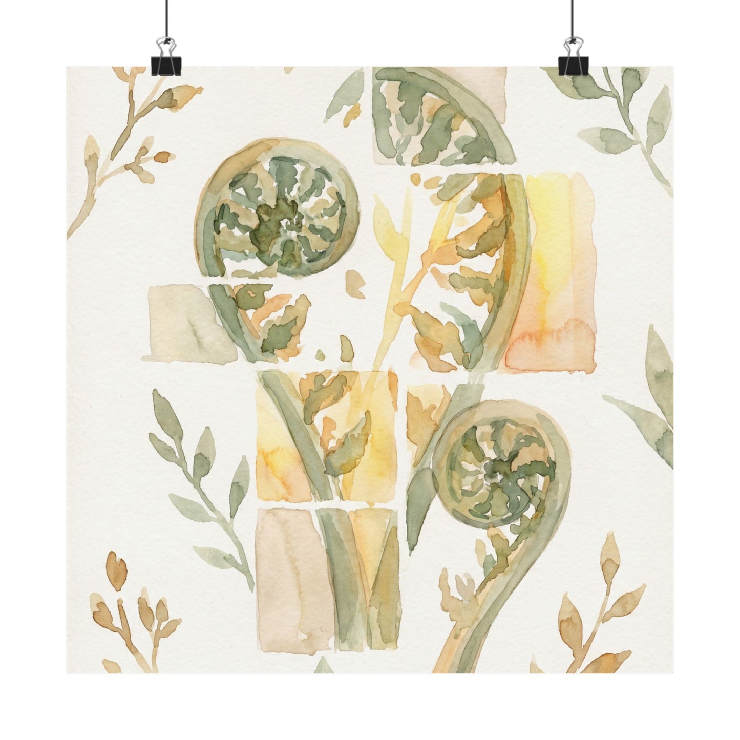 Kanso Fern Unfurling Wall Art Print - Japandi Watercolor