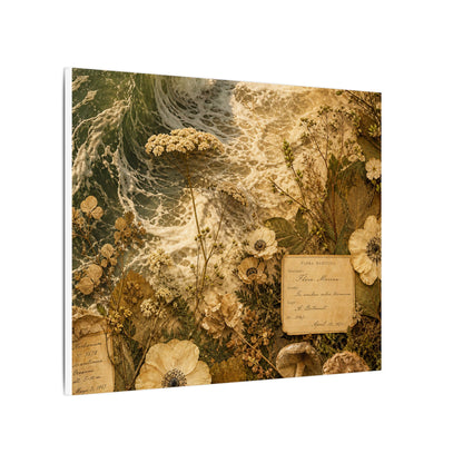 Spring Ocean Wave Herbarium Canvas Art | Nostalgic Decor