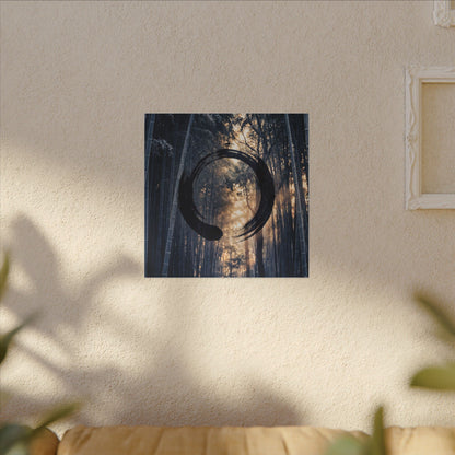Bamboo Grove Canvas Art | Winter Zen Enso Art
