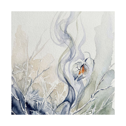 Incense Smoke Watercolor Wall Art Print | Elegant Japandi Art