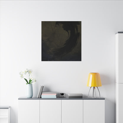 Seijaku Ink Brushstroke Canvas Art - Dark Japandi Moody Minimal