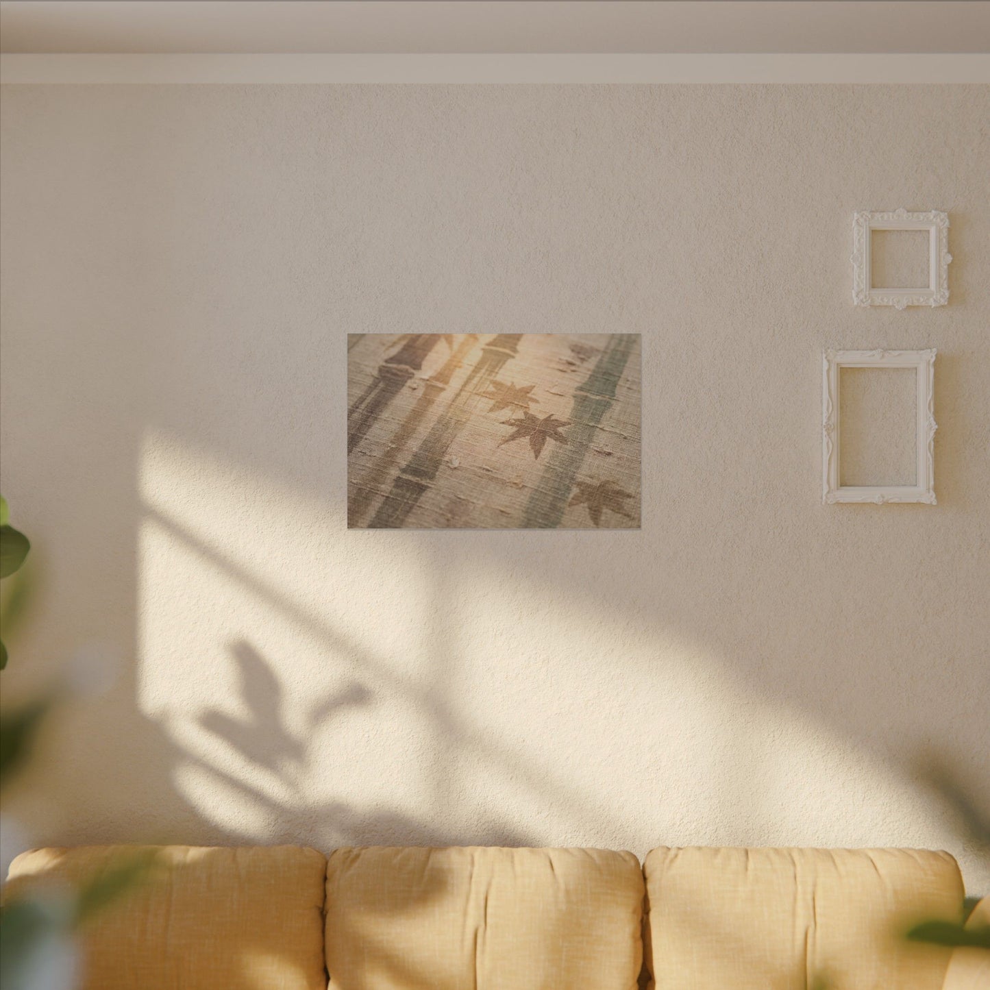 Autumn Bamboo Grove Japanese Pattern Canvas Art | Neutral Decor