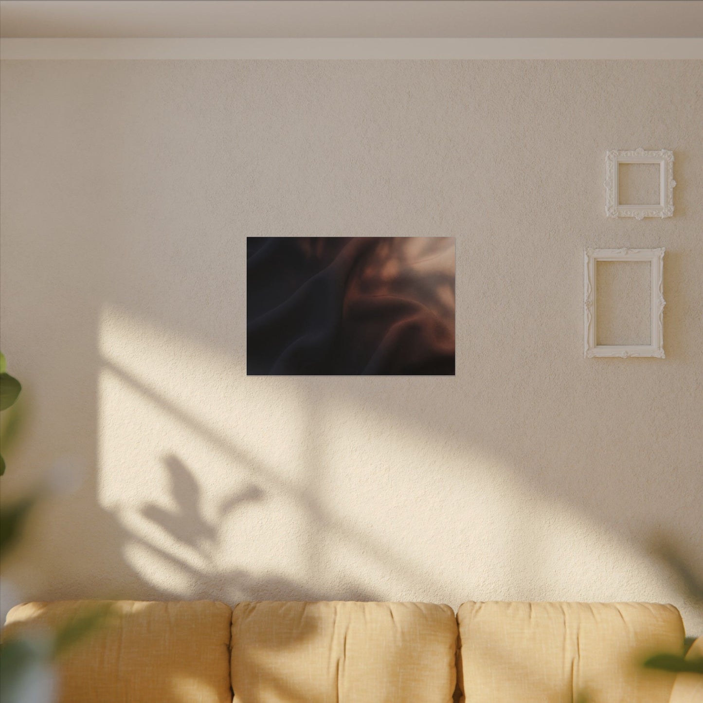 Dark Japandi Silk Drape in Dawn | Shadow Zen Canvas Art