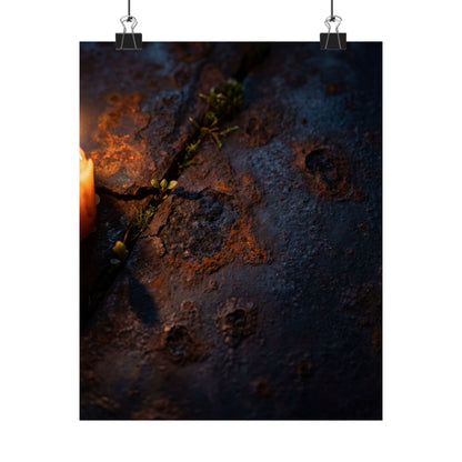 Dark Japandi Rust Patina in Candlelight | Charcoal Ink Wall Art Print Art Print