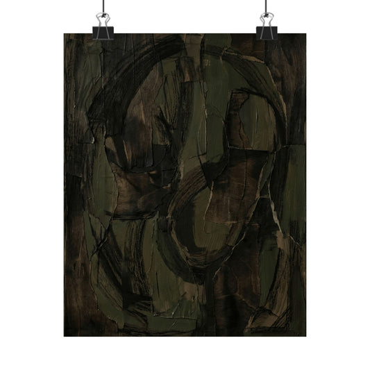 Mixed Media Dark Japandi Textured Wall Art Print | Mixed Media Dark Texture Art Print