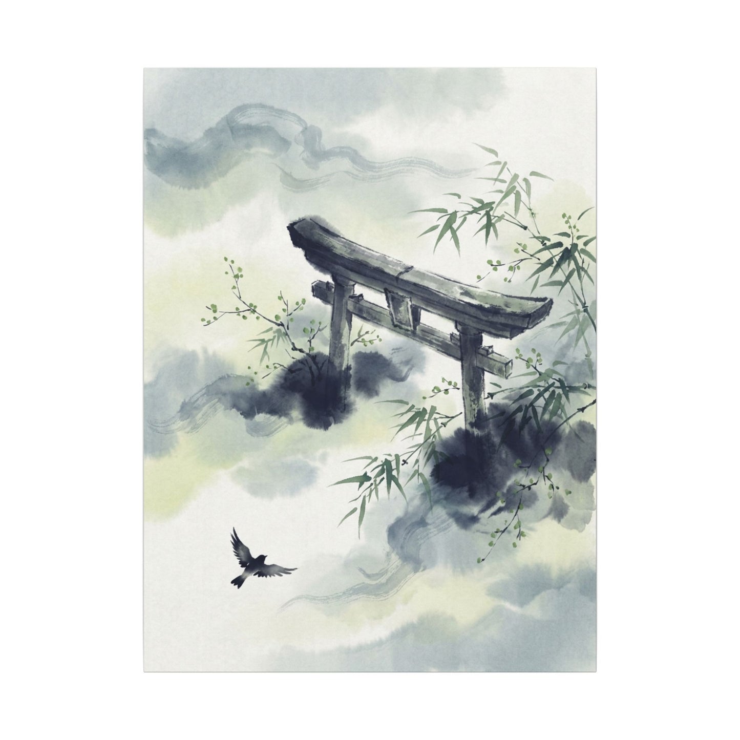 Torii Gate Sumi E Canvas Art | Serene Zen Art