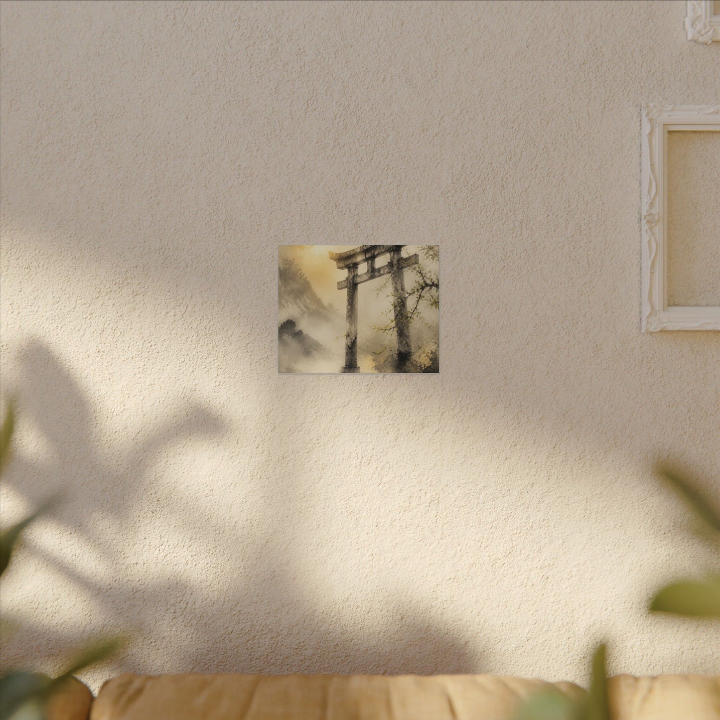 Spring Torii Gate Sumi E Canvas Art | Tranquil Decor