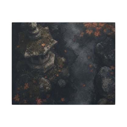 Stone Lantern Canvas Art | Autumn Japandi Texture Art