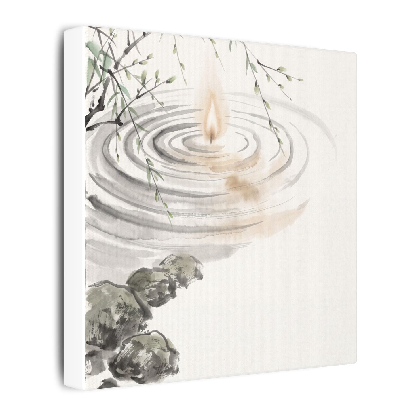Water Ripple Sumi E Canvas Art | Tranquil Zen Art