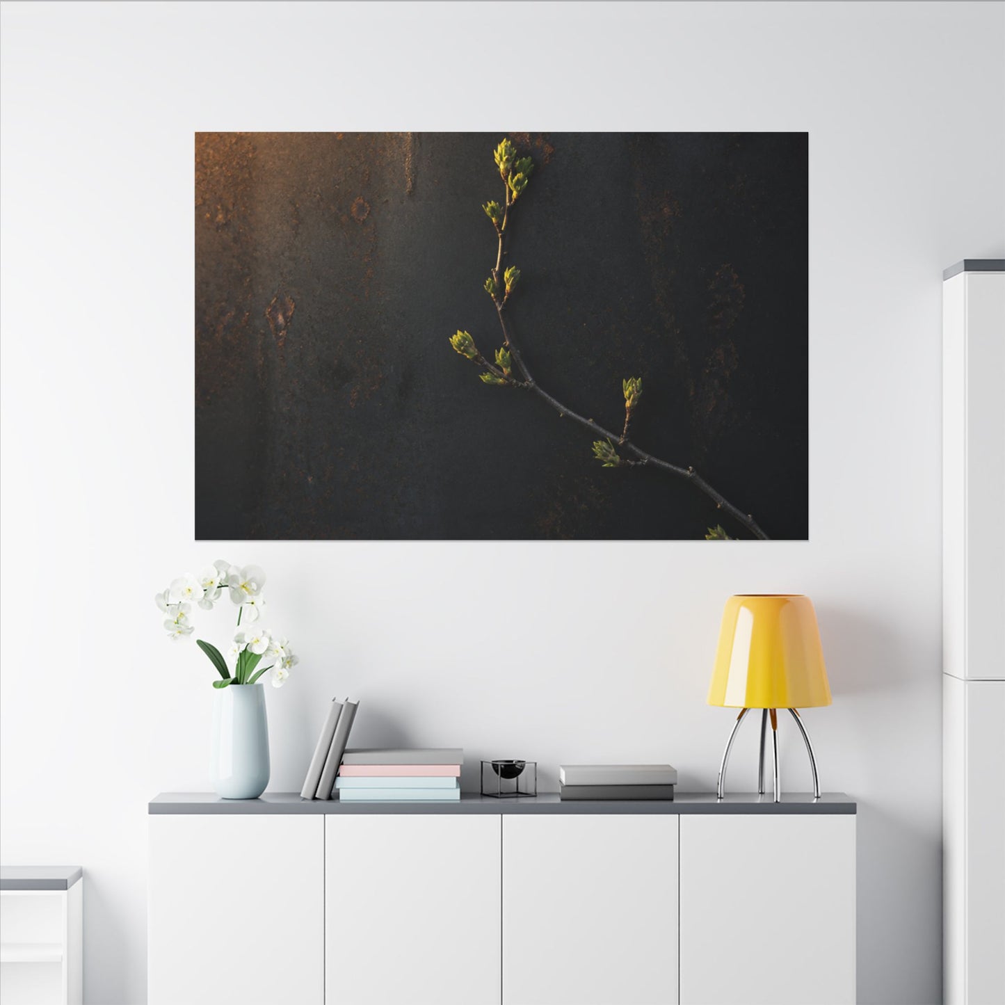 Dark Japandi Rust Patina in Golden Hour | Moody Minimal Canvas Art