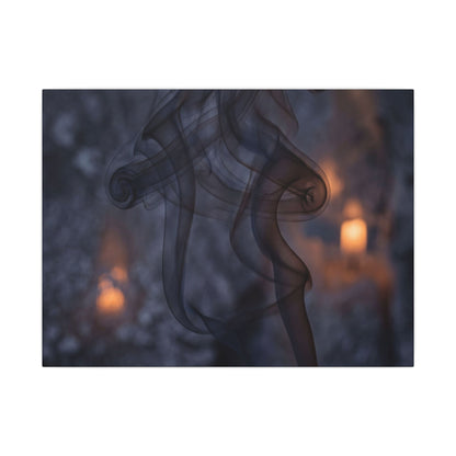 Incense Smoke Winter Canvas Art | Dark Japandi Sophisticated Design