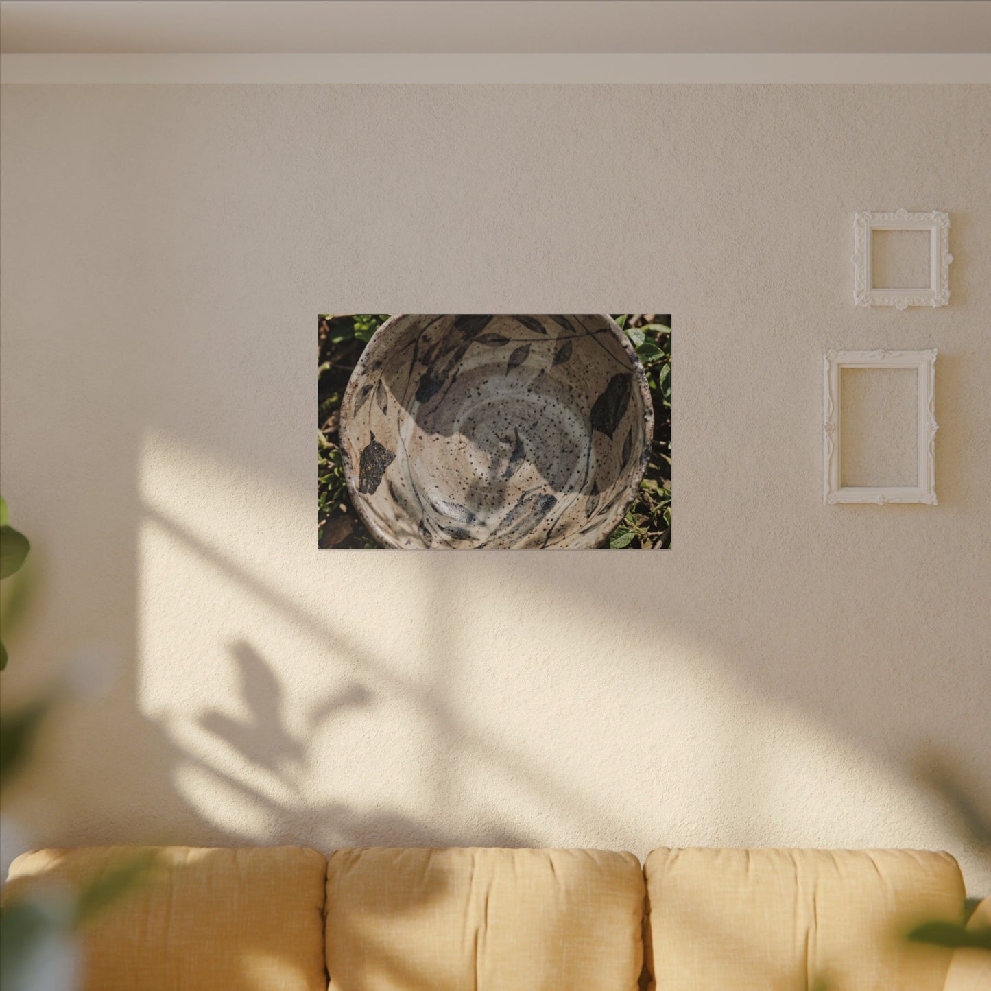 Elegant Ceramic Bowl Canvas Art - Japanese Pattern Japandi