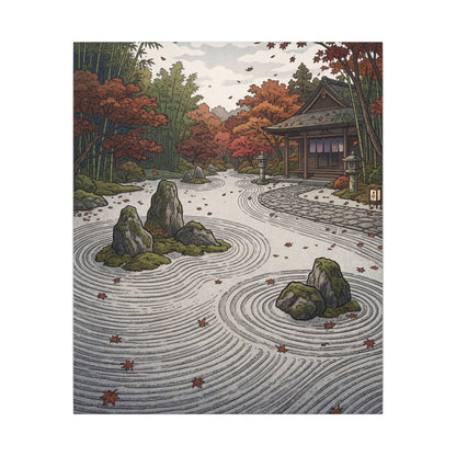 Autumn Rock Garden Ukiyo E Inspired Canvas Art | Peaceful Decor