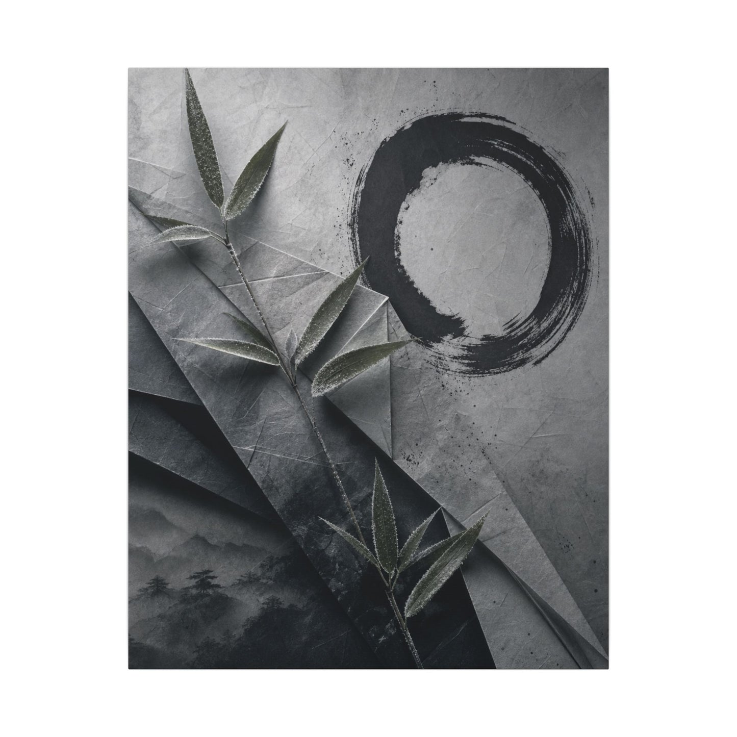 Winter Paper Fold Enso Canvas Art | Serene Decor