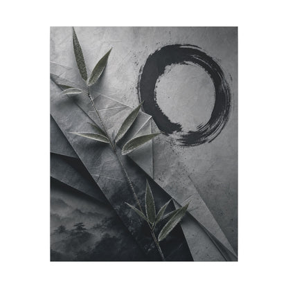 Winter Paper Fold Enso Canvas Art | Serene Decor