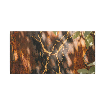 Kanso Rust Patina Canvas Art - Kintsugi Gold Vein