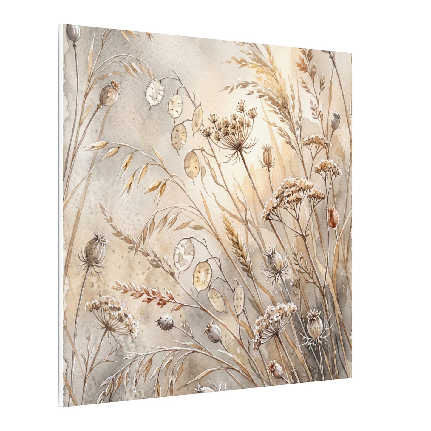 Winter Dried Flowers Watercolor Canvas Art | Warm Decor