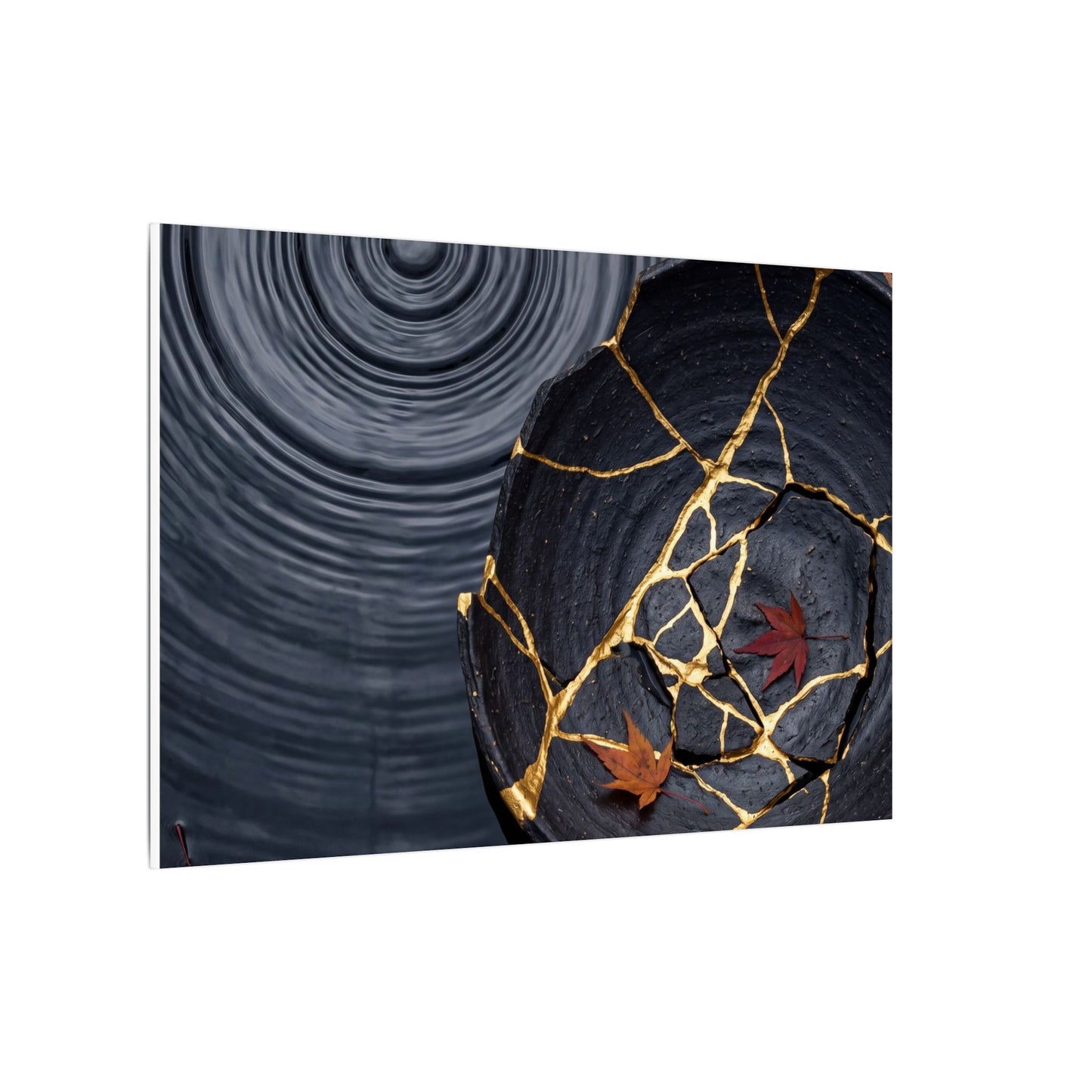 Philosophical Water Ripple Canvas Art - Gold Repair Kintsugi
