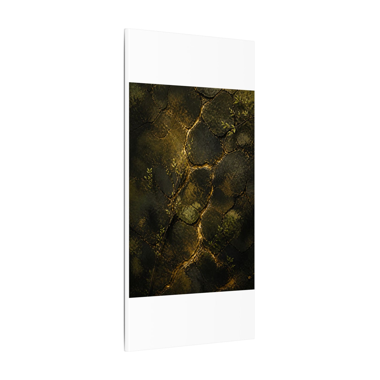 Shibui Cracked Earth Canvas Art - Dark Japandi Dark Texture