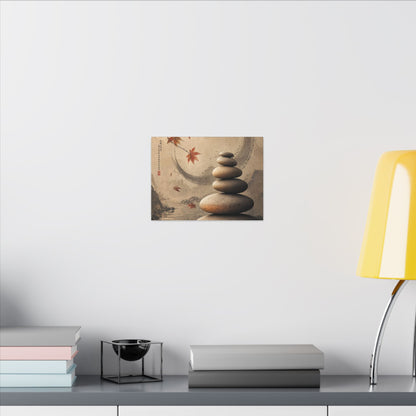 Japandi River Stones in Candlelight | Japanese Pattern Canvas Art