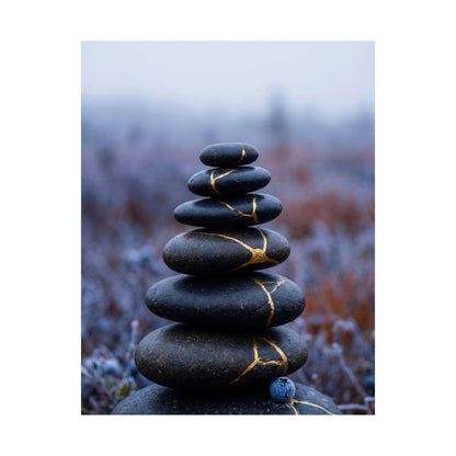 Kintsugi River Stones in Overcast | Broken Beauty Wall Art Print