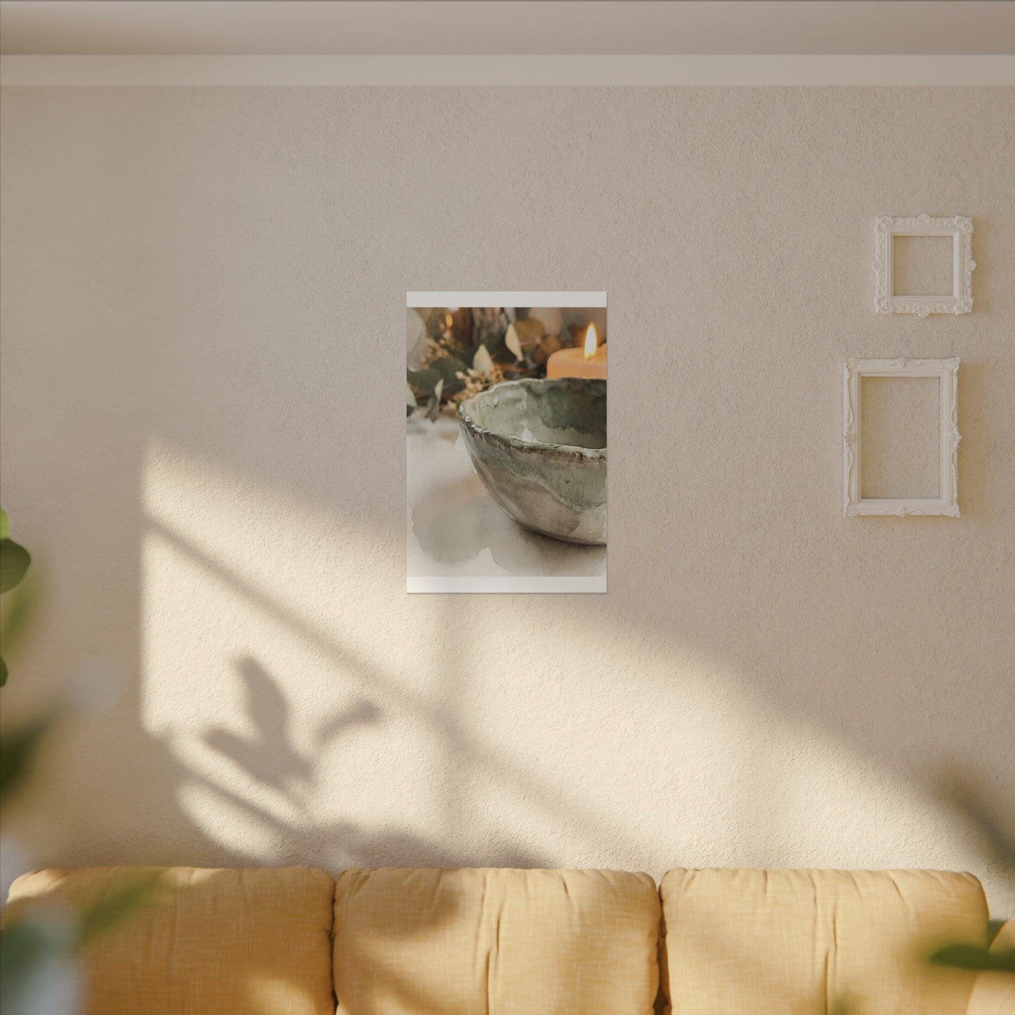 Ceramic Bowl Canvas Art | Summer Japandi Watercolor Art