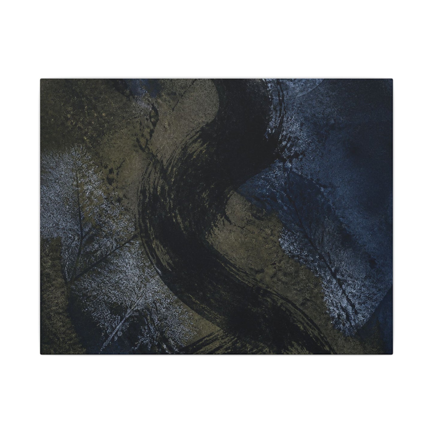 Shibui Ink Brushstroke Canvas Art - Dark Japandi Dark Texture