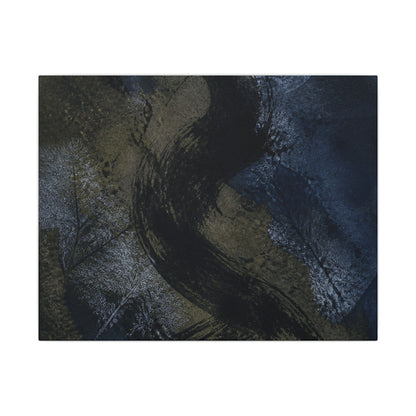Shibui Ink Brushstroke Canvas Art - Dark Japandi Dark Texture