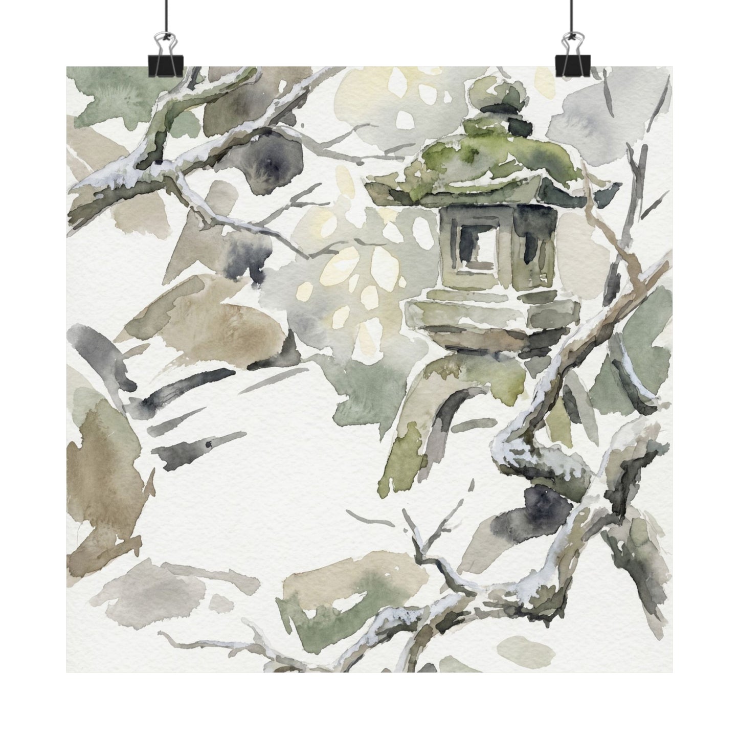 Dappled Stone Lantern Wall Art Print - Japandi Ma Art Print