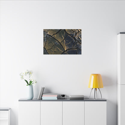 Winter Cracked Earth Moody Minimal Canvas Art | Atmospheric Decor