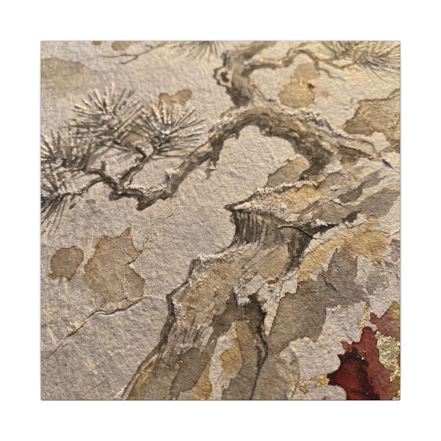 Pine Tree Canvas Art | Winter Japandi Japanese Pattern Art