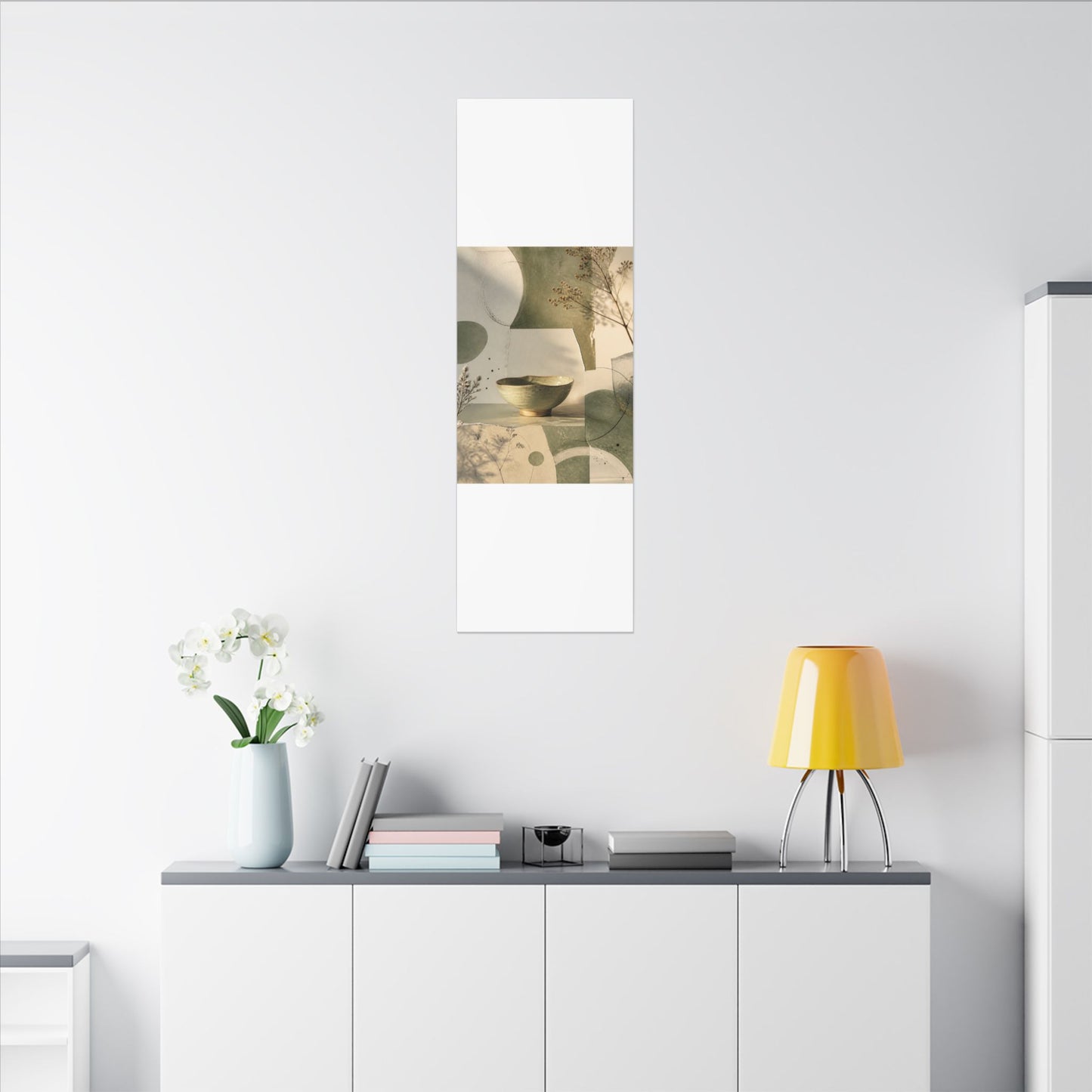 Warm Ceramic Bowl Canvas Art - Minimal Line Japandi