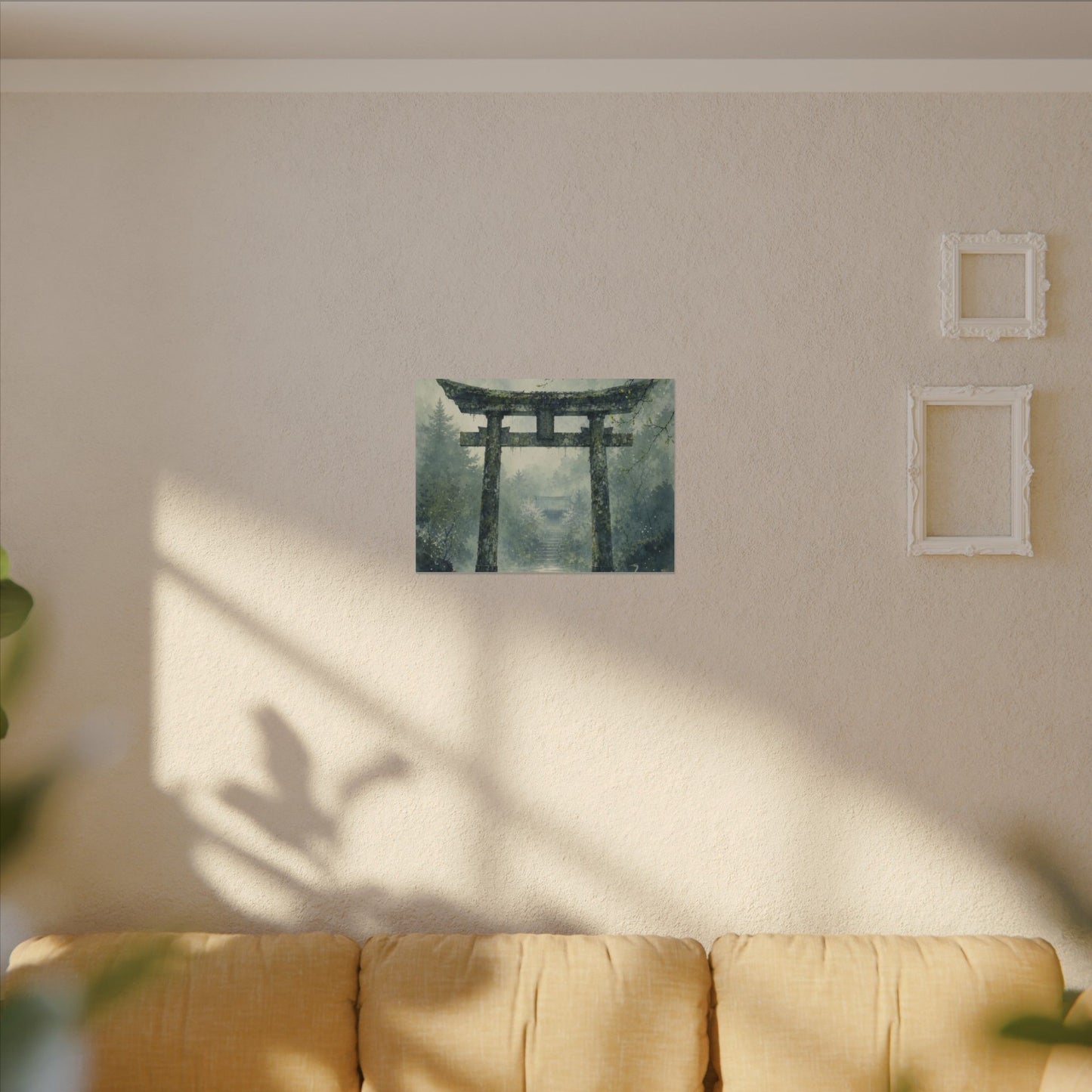 Earthy Torii Gate Canvas Art - Watercolor Japandi