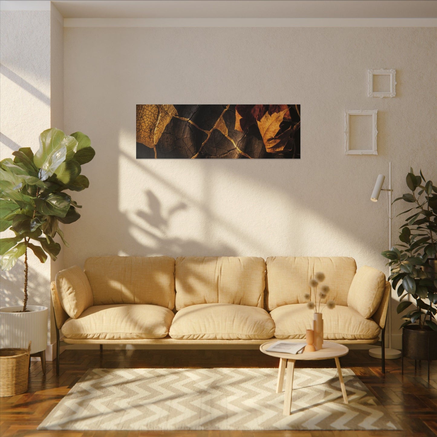 Resilient Shadow Play Canvas Art - Crackle Gold Kintsugi